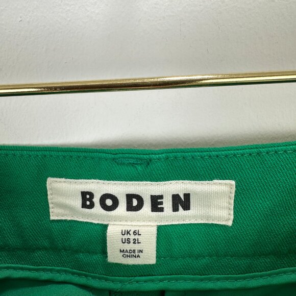 Boden Kew Bi Stretch Pants Green Womens US 2 Long Cotton Tapered Straight Ankle - Picture 11 of 16